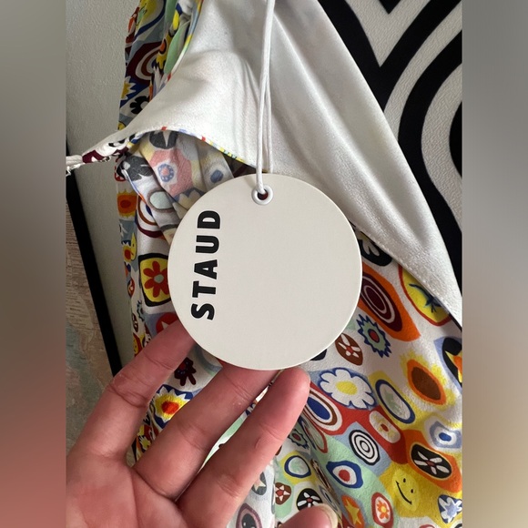 NWT STAUD Caya Tiered Flowy Retro Millefiori Multi Print Maxi Dress - Picture 4 of 16